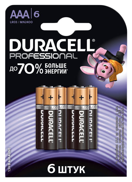 Батарейка Duracell Professional LR03/MN2400 6 шт батарейка aaa mn2400 duracell 1шт duracell арт lr03