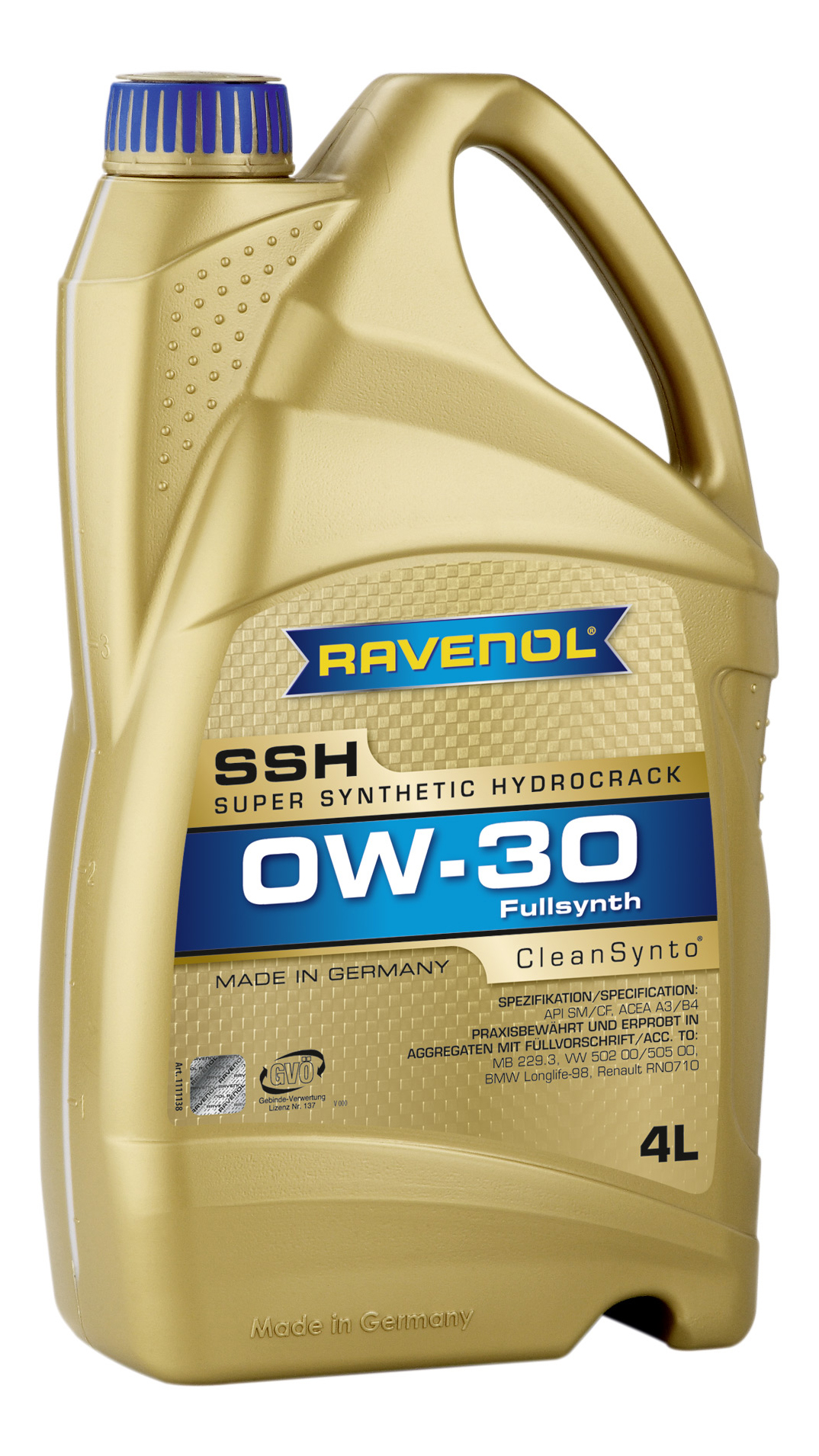 фото Моторное масло ravenol super synthetic hydrocrack ssh sae 0w-30 4л