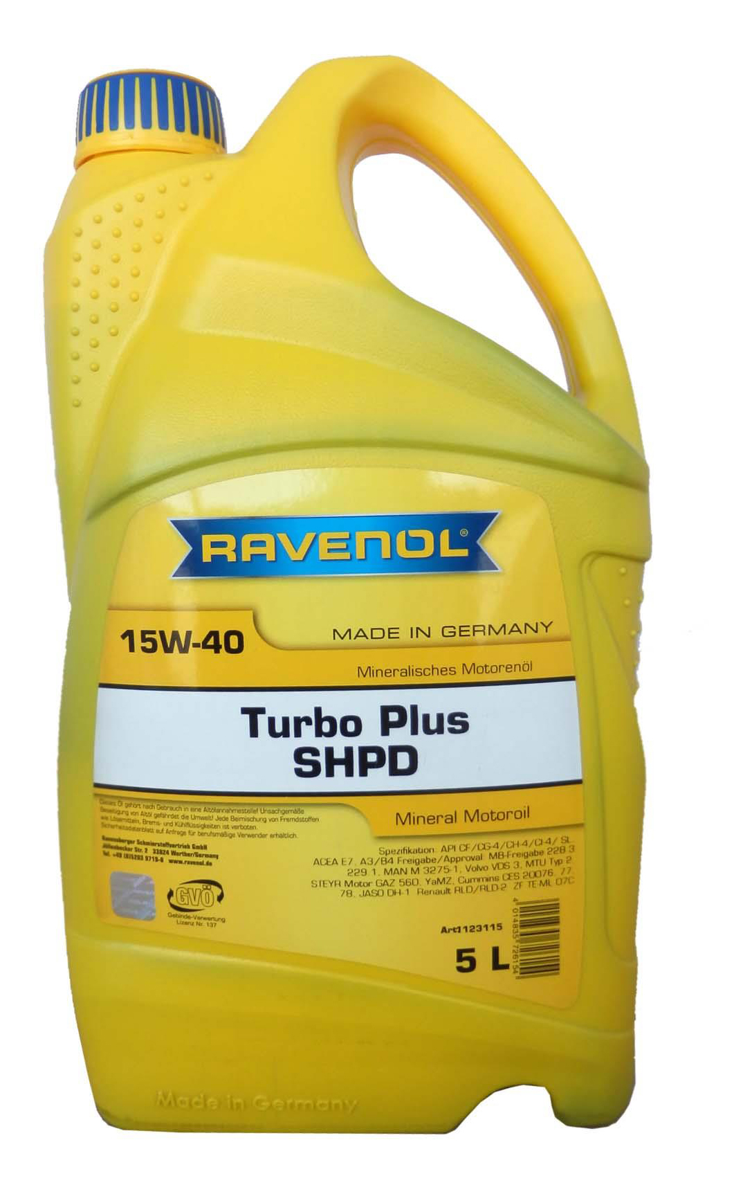 фото Моторное масло ravenol turbo plus shpd 15w-40 5л