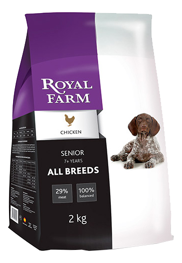 

Сухой корм для собак ROYAL FARM Senior All Breeds, все породы, для пожилых, курица, 2кг, Senior All Breeds