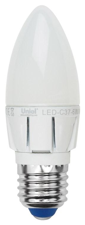 фото Лампа светодиодная диммируемая (08689) e27 6w 4500k свеча матовая led-c37-6w/nw/e27/fr/dim uniel