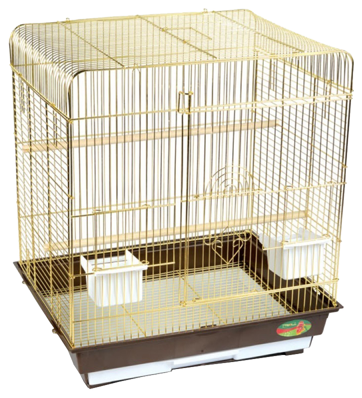 

Клетка для птиц Triol 52x41x59 50611009, 1302G 52х41х59 см Золотая 2 кормушки
