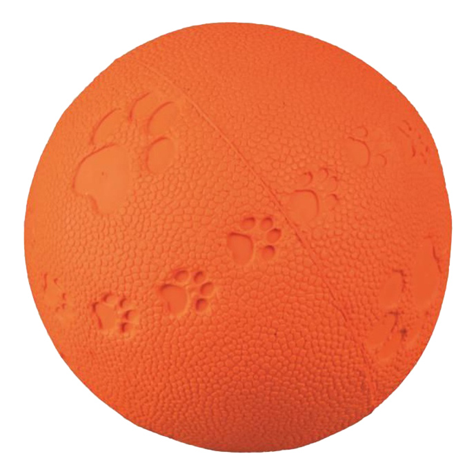 фото Игрушка-пищалка для собак trixie мяч игровой из резины, оранжевый, 6 см