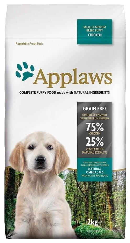 Сухой корм для щенков Applaws Grain Free Small & Medium Breed Puppy, курица, овощи,  2кг