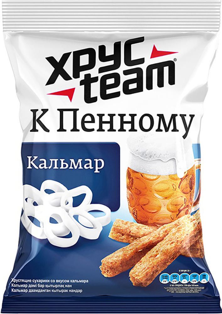 

Сухарики Хрусteam к пенному кальмар 90 г