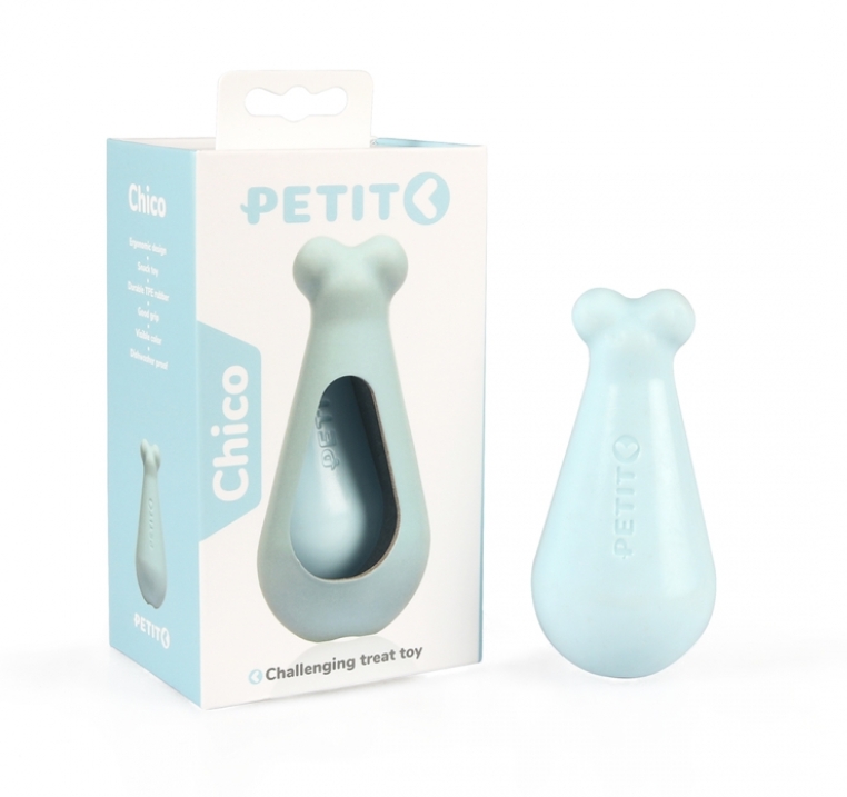 Жевательная игрушка для щенков PETIT Treat toy Chico, резиновая, голубая, 12 см