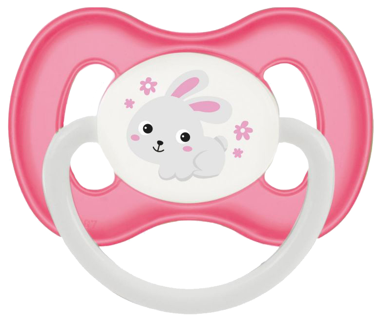 Купить Пустышка симметричная Canpol Bunny & company силикон 0м+ цвет розовый/зайчик, Canpol Babies,