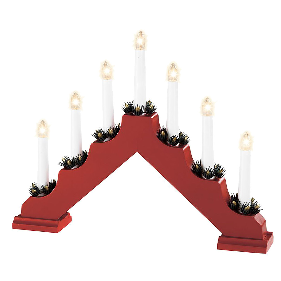 фото Kaemingk светильник-горка кристиан 40*30 см 7 электрических свечей, красный 540426