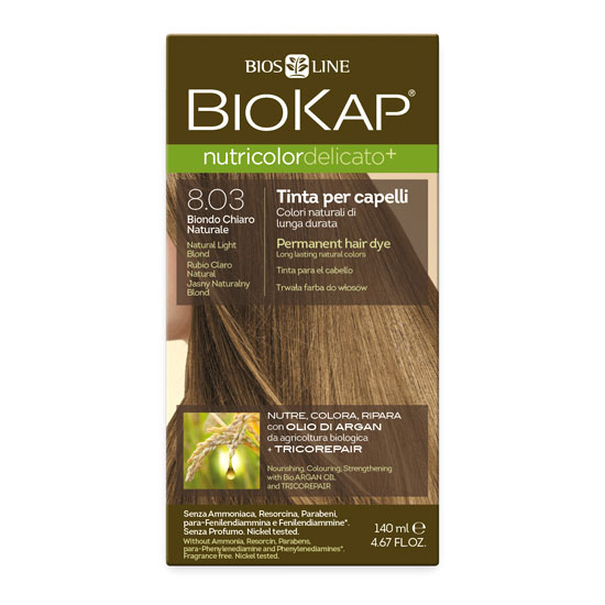 Краска для волос BIOKAP Блондин натуральный светлый тон 8.03, 140 мл
