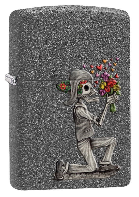 

Бензиновая зажигалка Zippo Влюбленные зомби Iron Stone, Серебристый, Влюбленные зомби