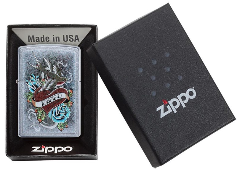 

Бензиновая зажигалка Zippo Vintage Tattoo Street Chrome, Серебристый, Vintage Tattoo