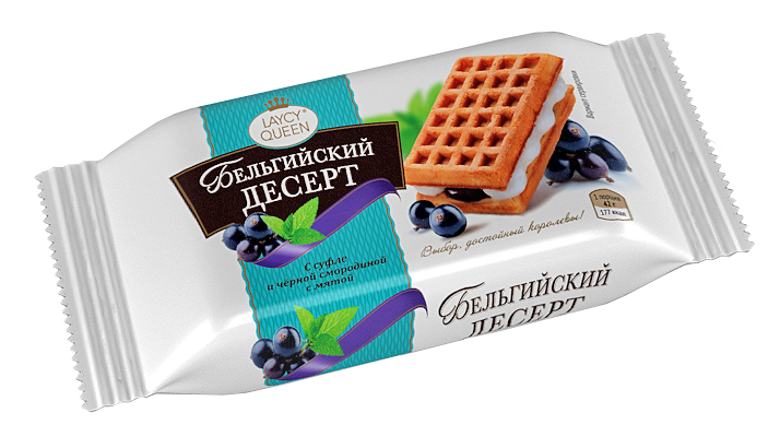 

Вафли Laycy Queen Бельгийский десерт с Суфле Черной смородиной и Мятой 336г, Бельгийский десерт