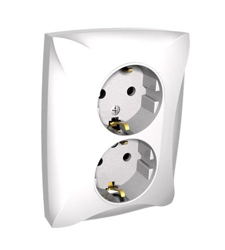 фото Розетка 2м с/з белый schneider electriс дуэт 21585 schneider electric