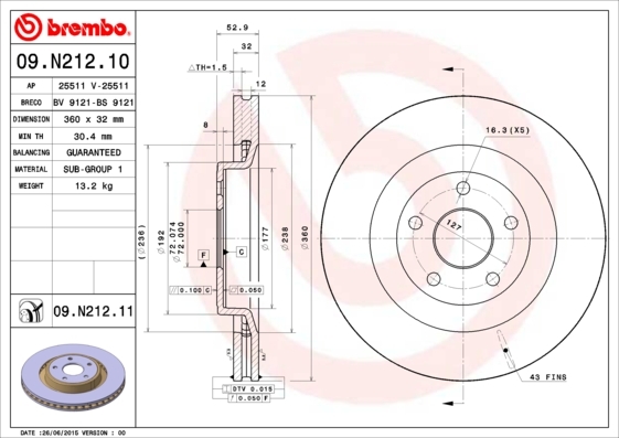 фото Тормозной диск brembo 09n21211