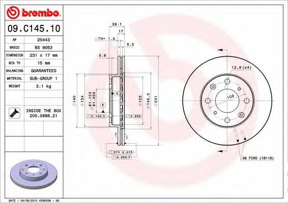 фото Тормозной диск brembo 09c14510