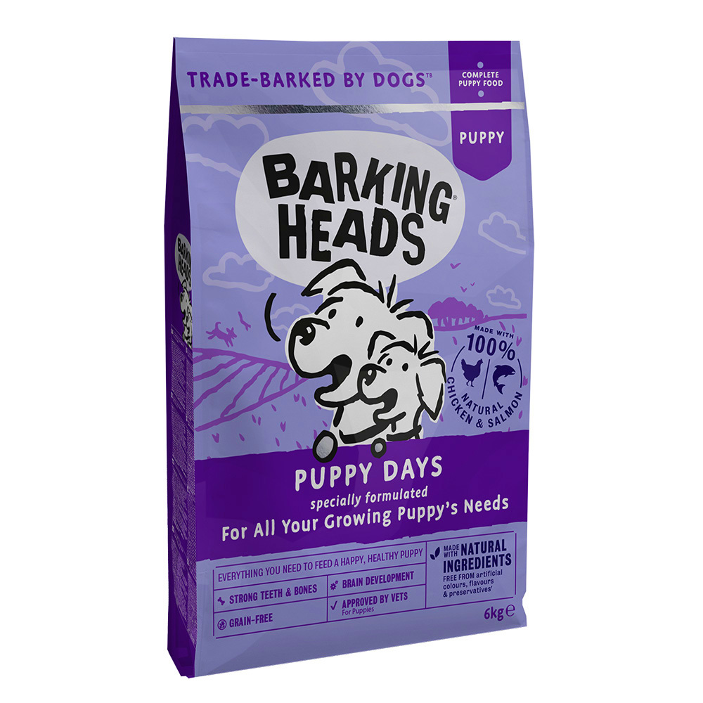 фото Сухой корм для щенков barking heads puppy days щенячьи деньки, курица, лосось и рис, 6кг