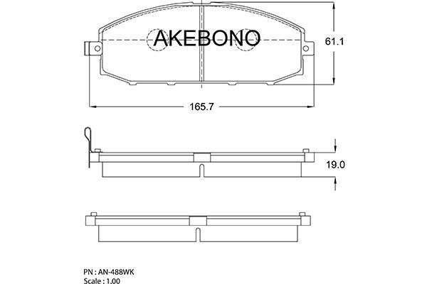 фото Комплект тормозных дисковых колодок akebono an-488wk