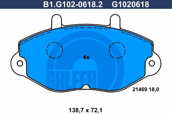 

Комплект тормозных дисковых колодок GALFER B1.G102-0618.2