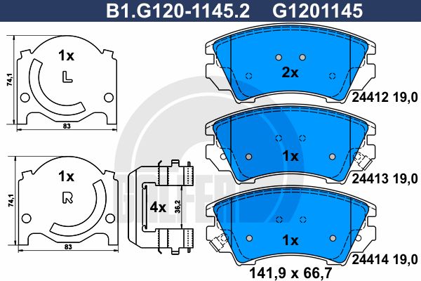 фото Комплект тормозных дисковых колодок galfer b1.g120-1145.2