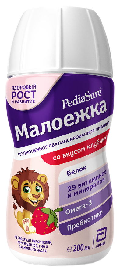 фото Специальная смесь similac pediasure малоежка со вкусом клубники с 1 года 200 мл