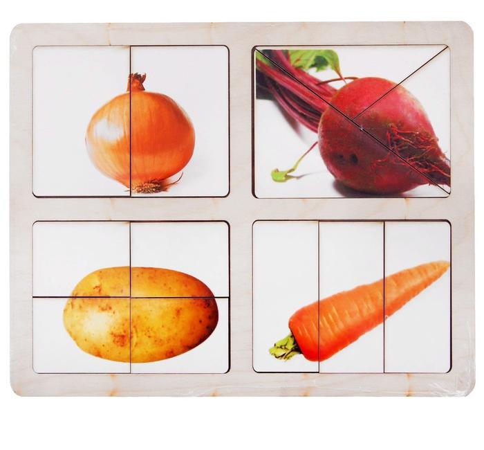 Развивающая игрушка Smile decor Разрезные картинки Овощи-2 Р015 развивающее пособие из дерева smile decor разрезные картинки овощи 1