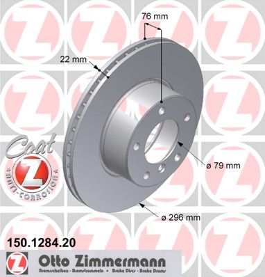 фото Тормозной диск zimmermann 150.1284.20