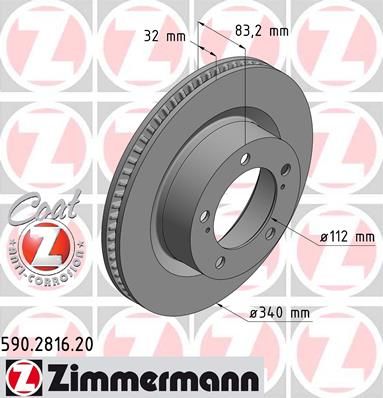 фото Тормозной диск zimmermann 590.2816.20