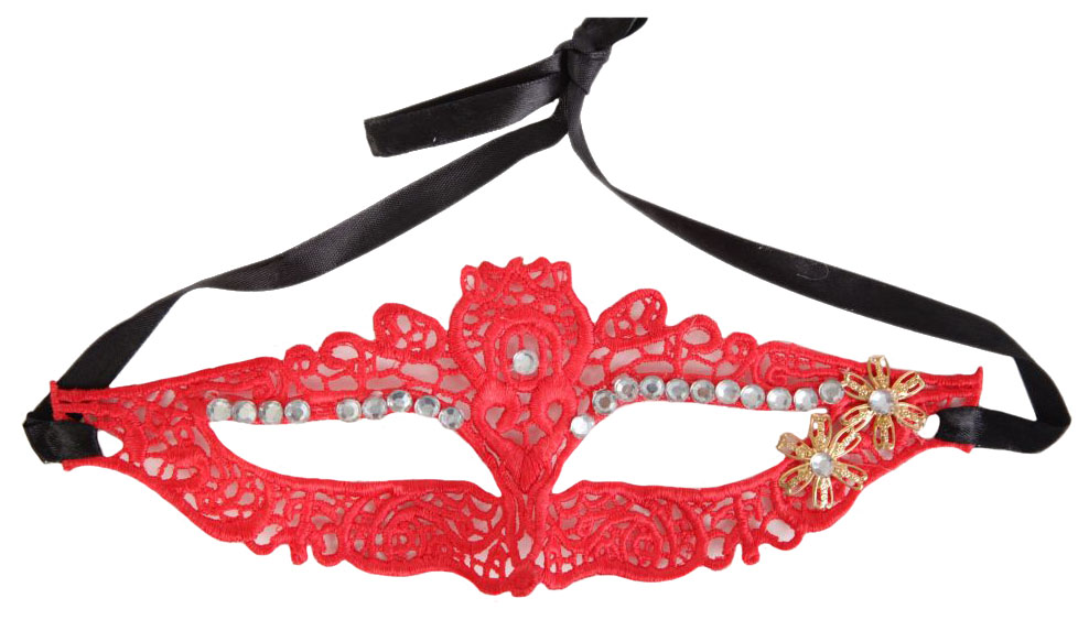 Маска White Label Пленительная Тайна со стразами 22,5 см красный