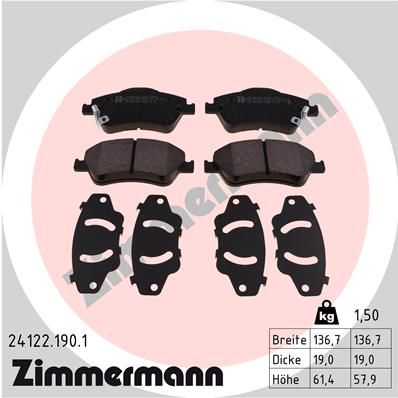 

Тормозные колодки ZIMMERMANN дисковые 24122.190.1