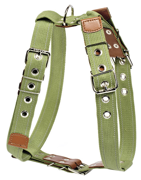 Шлейка для собак Collar №3, брезентовая, для крупных пород, зеленая, 90-105 см x 35 мм