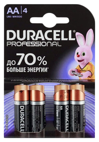 Батарейка Duracell Professional LR6/MN1500 4 шт professional несмываемый спрей для увлажнения и разглаживания волос tsh24 250мл tashe