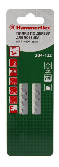 

Пилка по дереву для лобзика Hammer 62718, 204-122 JG MT T144DF (2 шт,)