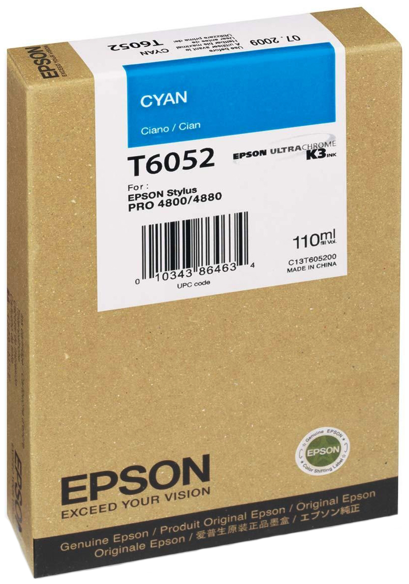 

Картридж для струйного принтера Epson C13T605200, голубой, оригинал, t6052