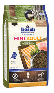 фото Сухой корм для собак bosch mini adult, для мелких пород, домашняя птица и просо, 1кг