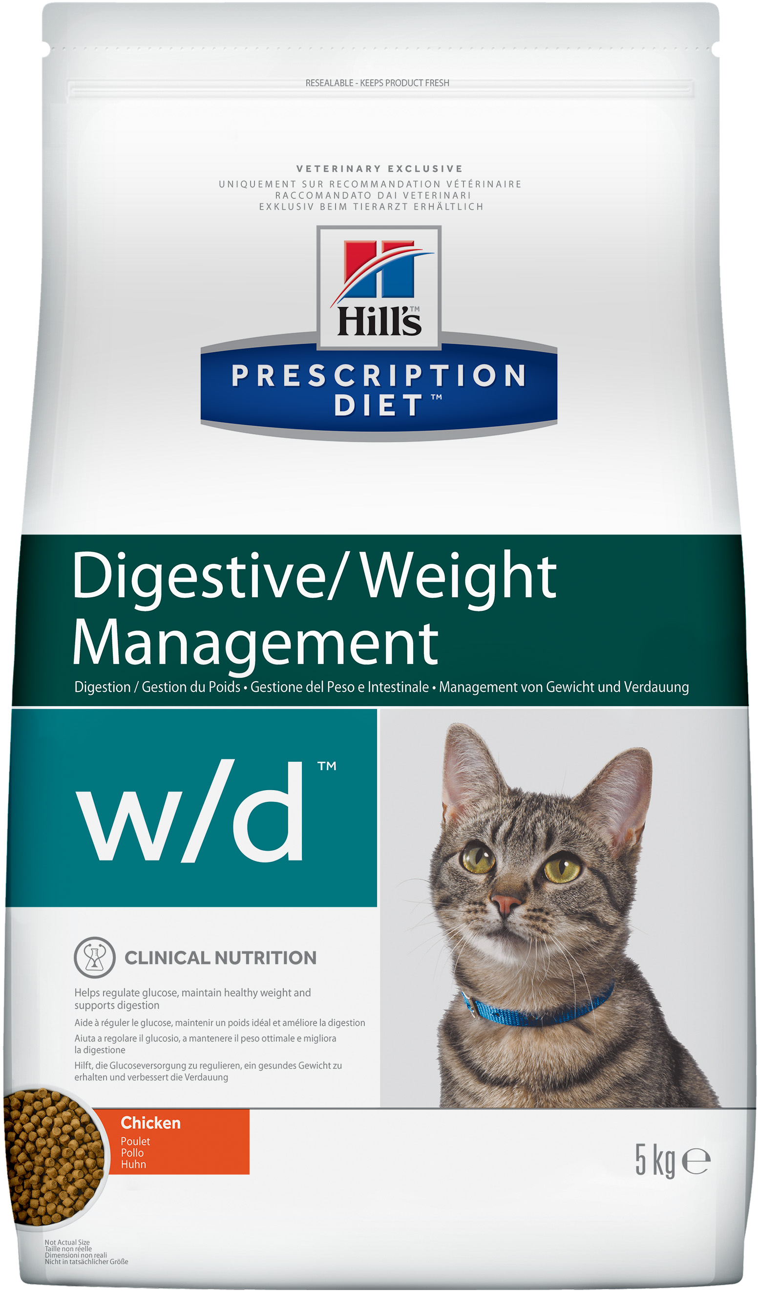 фото Сухой корм для кошек hill's prescription diet digestive/weight management, курица, 5кг