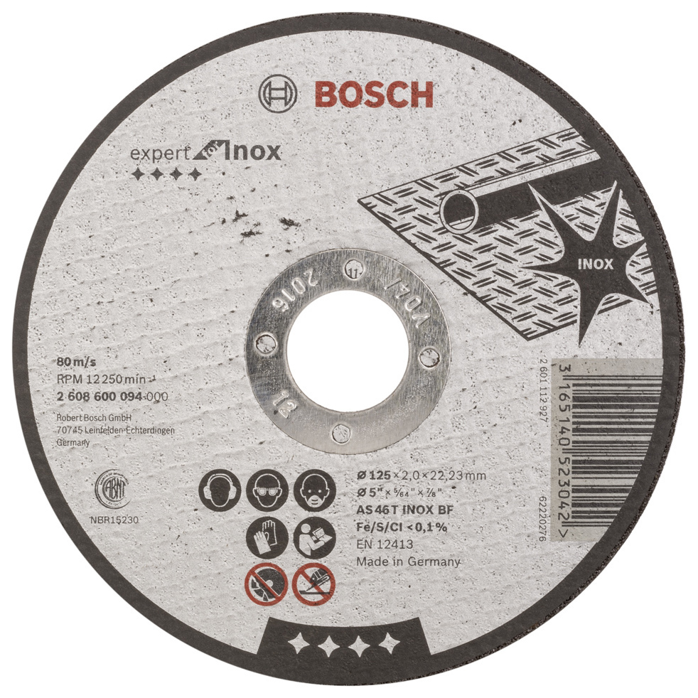 фото Диск отрезной абразивный bosch inox 125x2 мм 2608600094