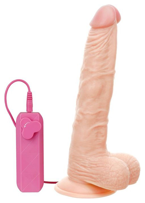 фото Телесный вибромассажёр на присоске g-girl style 9inch vibrating dong 22,9 см nmc