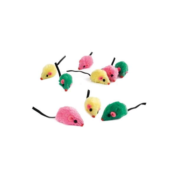 Мягкая игрушка для кошек Beeztees Мышь радужная плюш, разноцветный, 5 см, 9 шт
