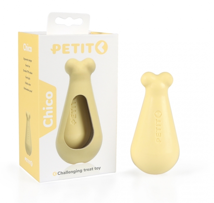 фото Жевательная игрушка для щенков petit treat toy chico, резиновая, желтая, 12 см