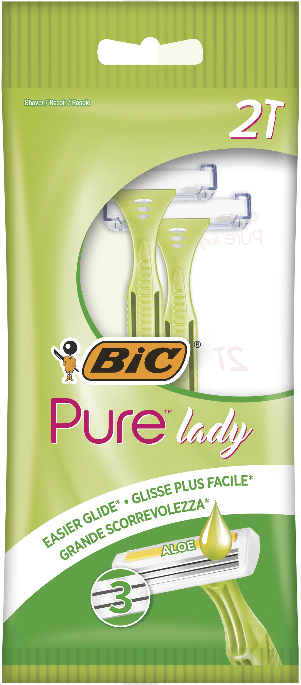 Купить Станок для бритья BIC Pure Lady 2 шт, pure 3 Lady