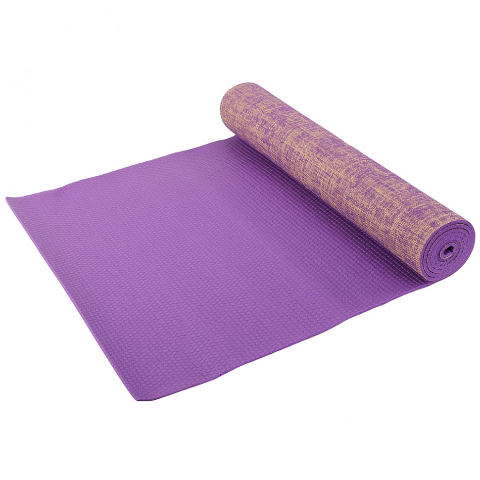 Коврик для йоги и фитнеса Larsen Jute violet 183 см, 5 мм