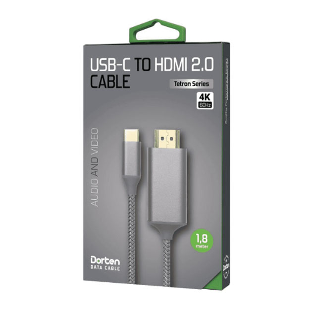 фото Кабель dorten usb type-c-hdmi, m-m 1,8м grey (dn400500)