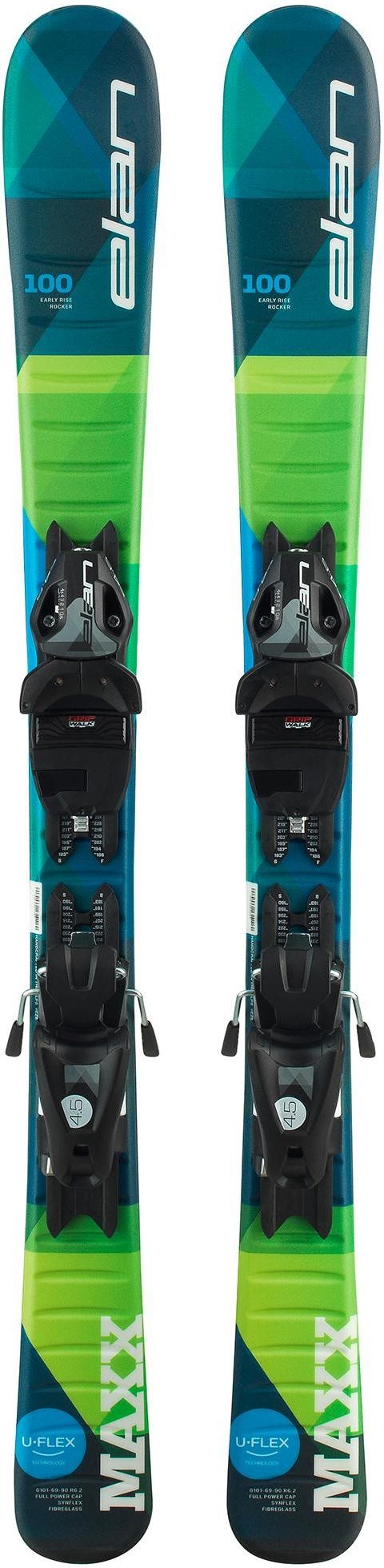 фото Горные лыжи elan maxx qs 130-150 + el 7.5 shift 2020, blue/green, 130 см