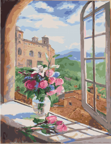 

Картина по номерам Paintboy GX 30068 Букет на подоконнике 40*50