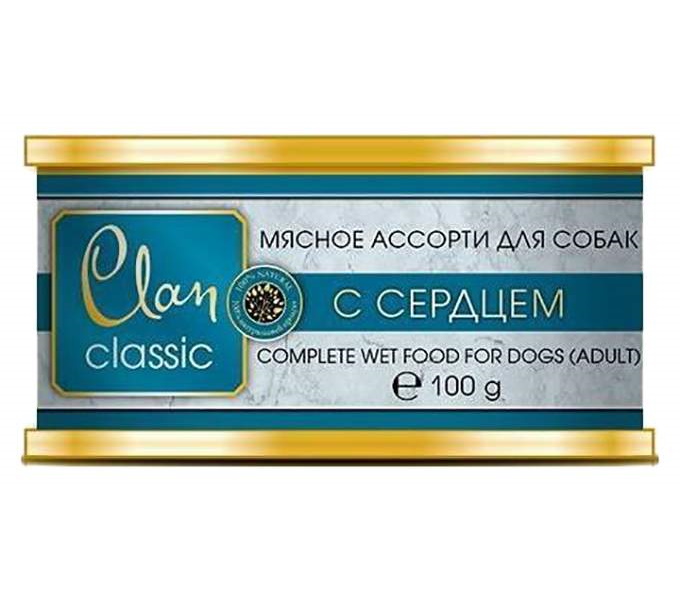 фото Консервы clan classic мясное ассорти для собак (100 г, сердце)