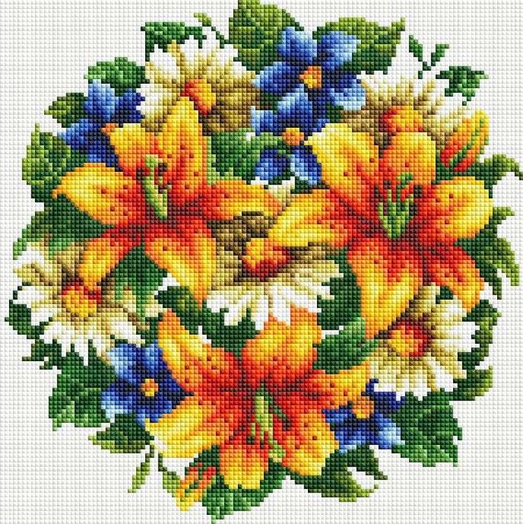 

Алмазная вышивка Белоснежка Букет с тигровыми лилиями, 30x30 см, Букет с тигровыми лилиями