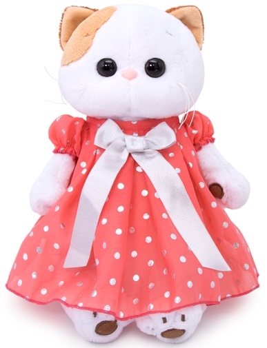 фото Мягкая игрушка budi basa кошка ли-ли в платье в горошек 24 см
