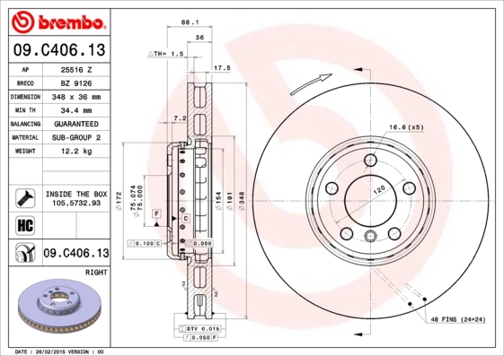 фото Тормозной диск brembo 09c40613