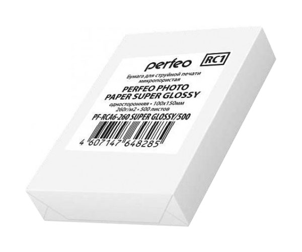 

Фотобумага для принтера Perfeo PF-RCA6-260 S.GLOSSY 500л Белый