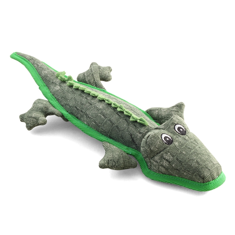 фото Мягкая игрушка для собак triol крокодил, серо-зеленый, 39 см